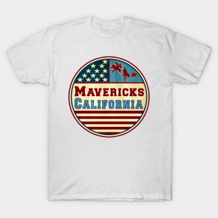 Mavericks California Ocean Surf Palms Surfer Surfing T-Shirt